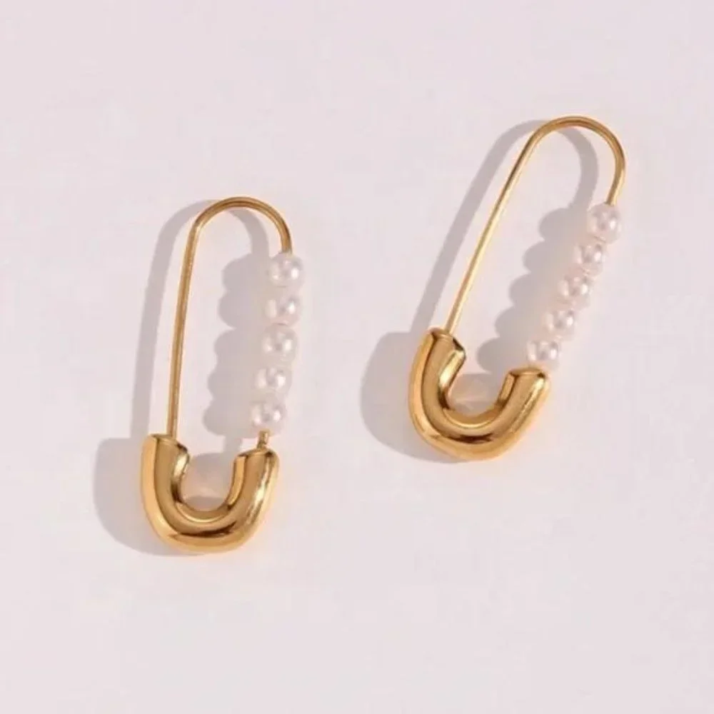 NEW 18K GOLD HOOP PEARL EARRINGS - Picture 4 of 6